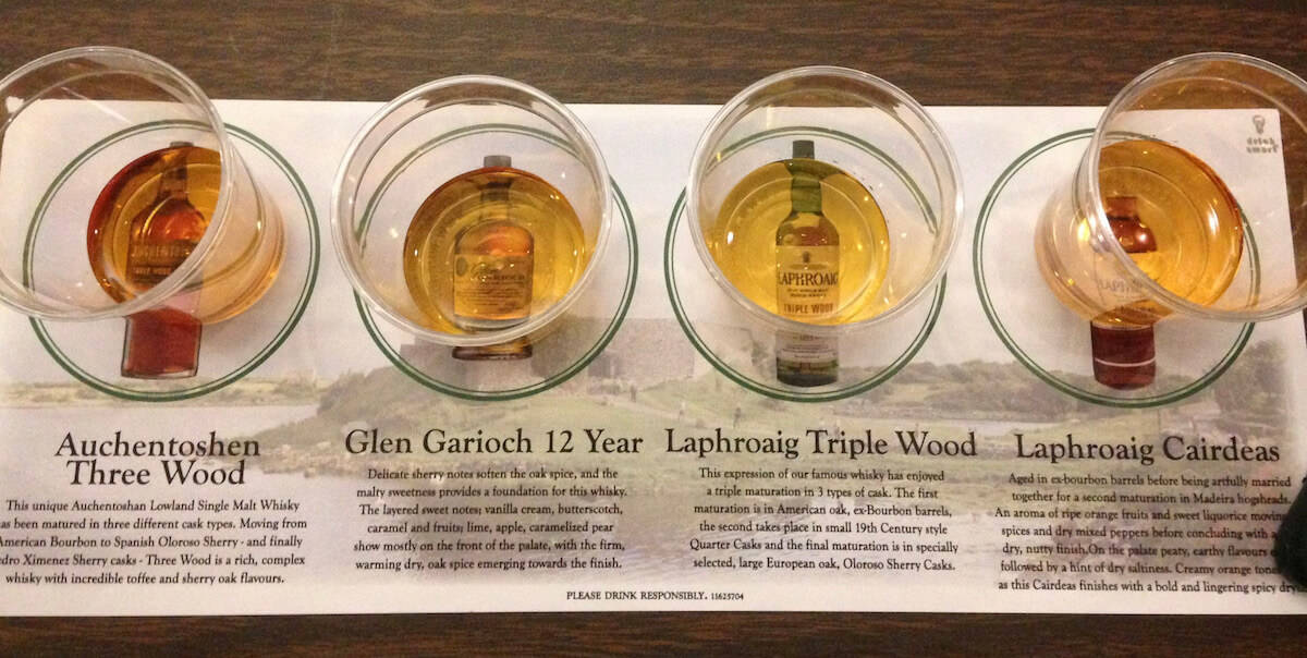 New Hampshire Highland Games & Festival Laphroaig scotch tasting lineup.