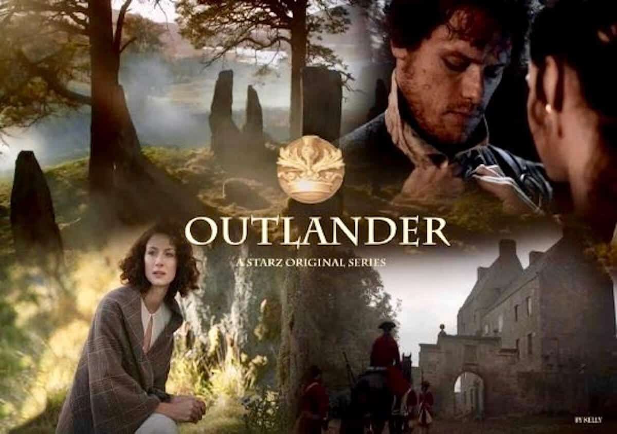 Scenes from Outlander STARZ Season 1 promotional poster.