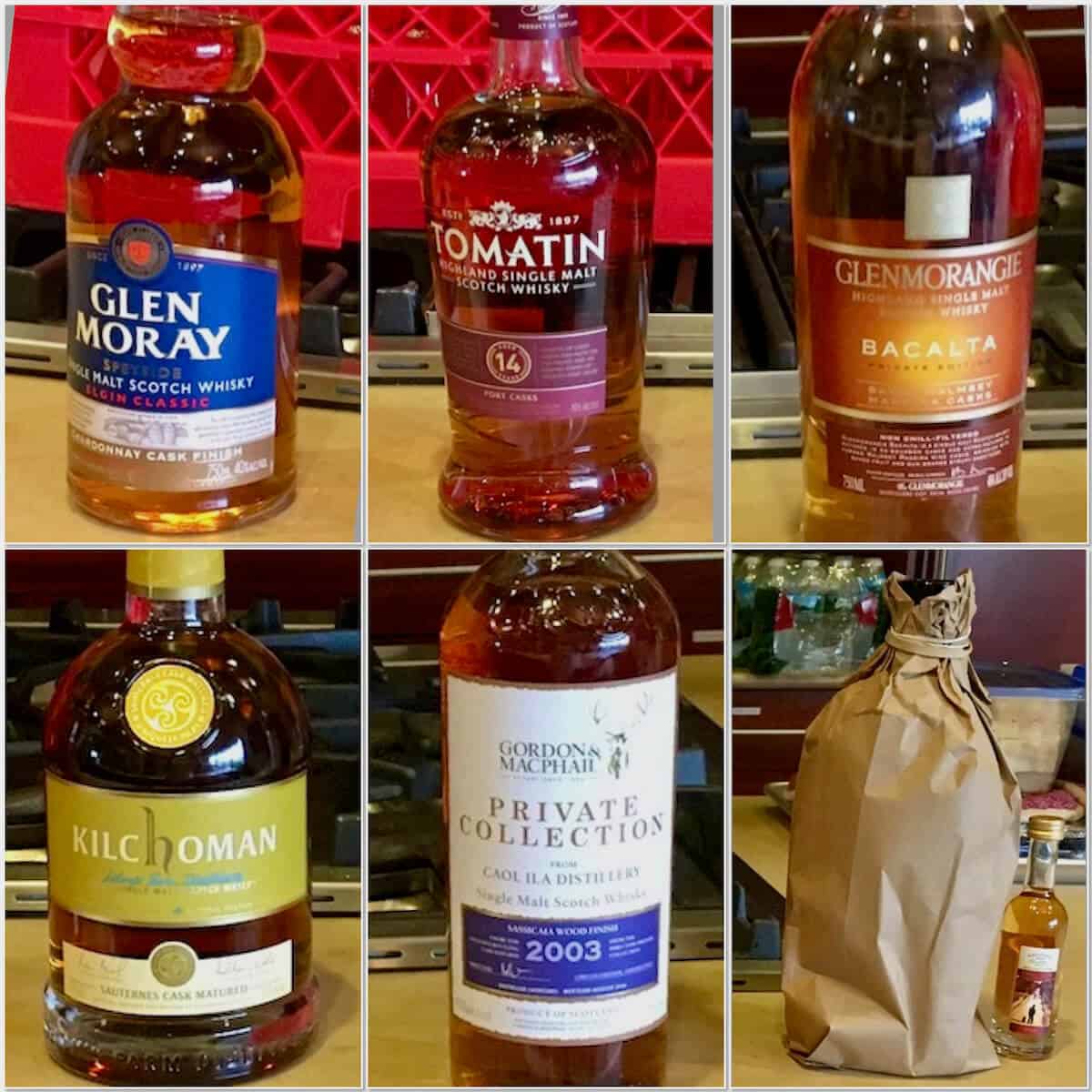 Exotic cask finishes lineup in bottles (plus the mystery pour in a bag).