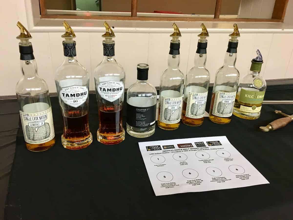 NSWC Single malt scotch whisky lineup.