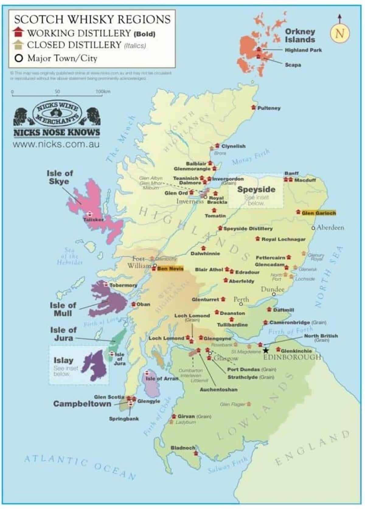 Scotland Distillery Map.