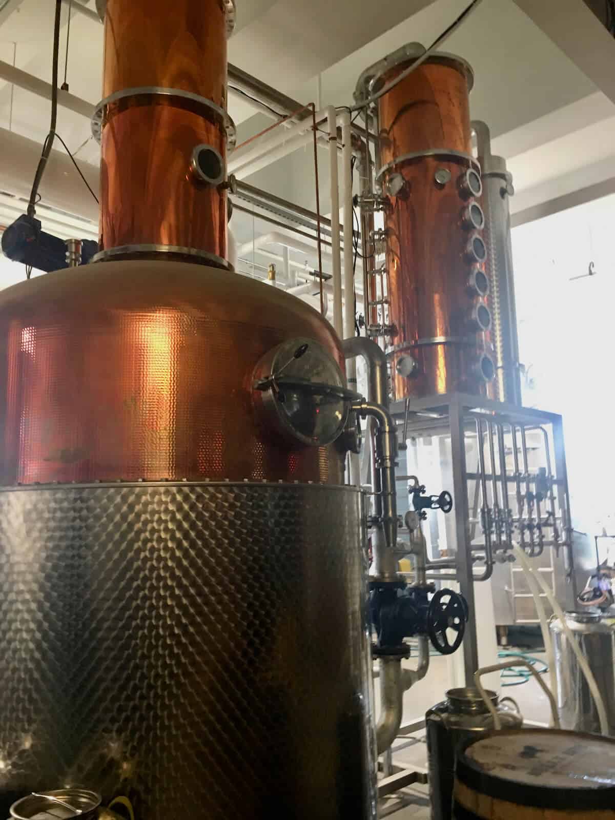 Bully Boy Distillery mash tun and Coffey stills.