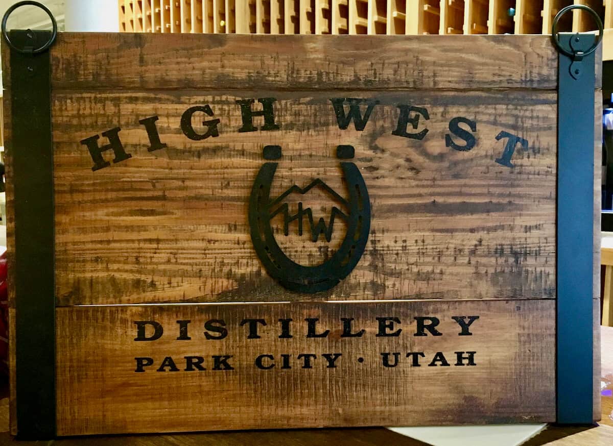 High West Distillery wooden sign.