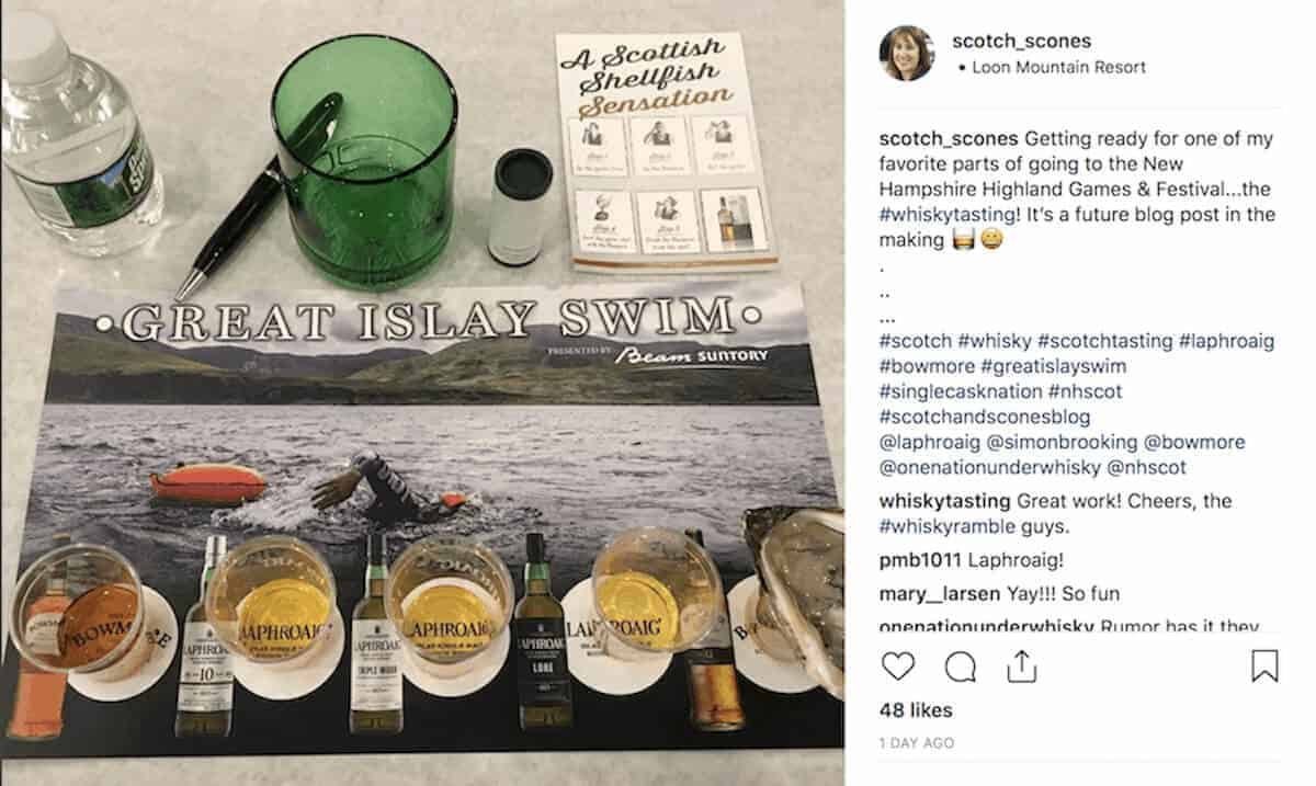 Laphroaig's tasting guide from the Great Islay as an Instagram post.