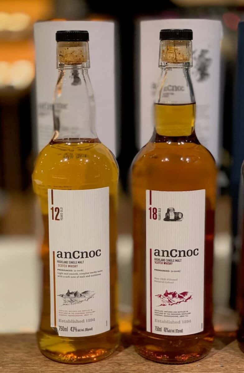 AnCnoc Highland Single Malt 12yr & 18yr in bottles