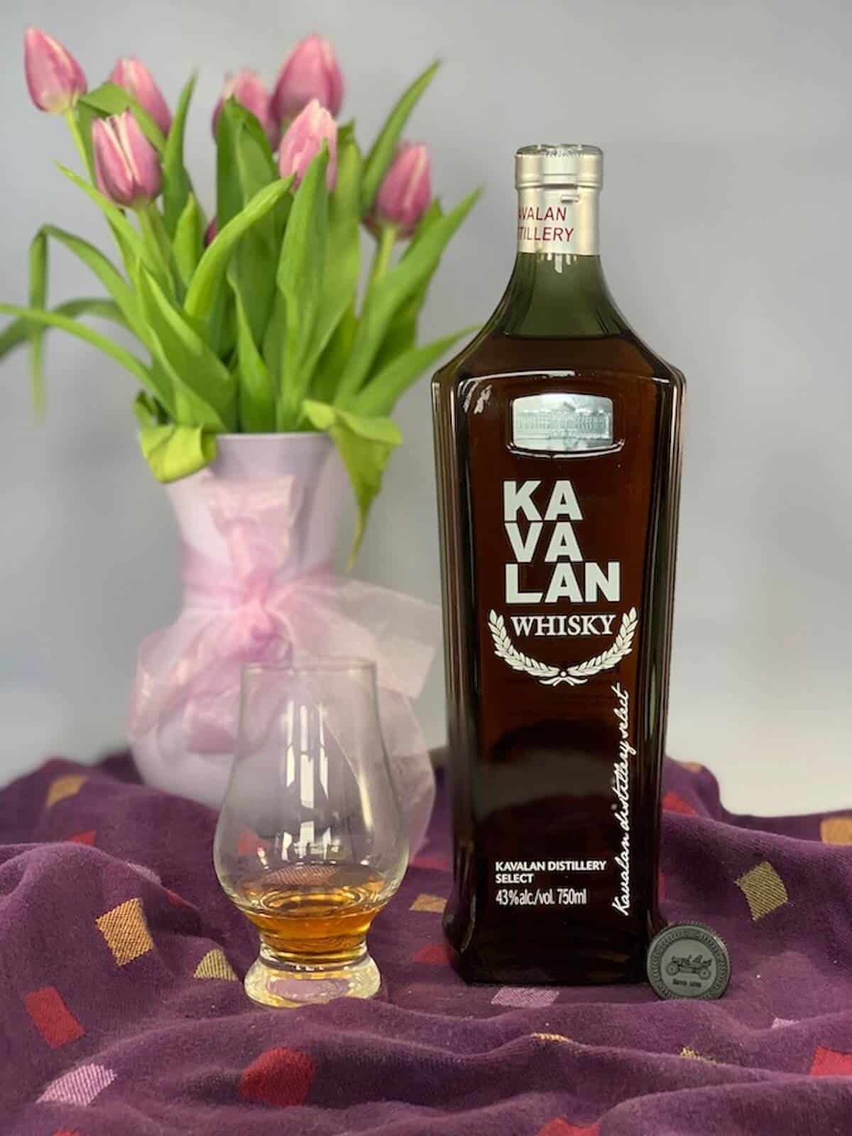 Kavalan Whisky in bottle with poured glass