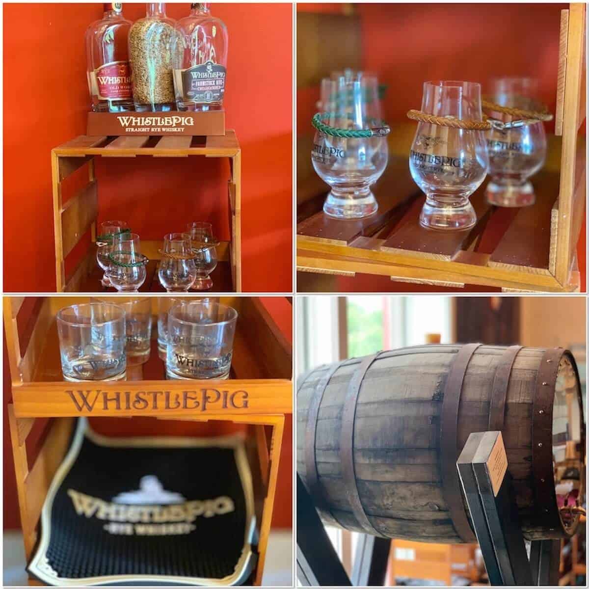 Collage of views from WhistlePig's Tasting Room.