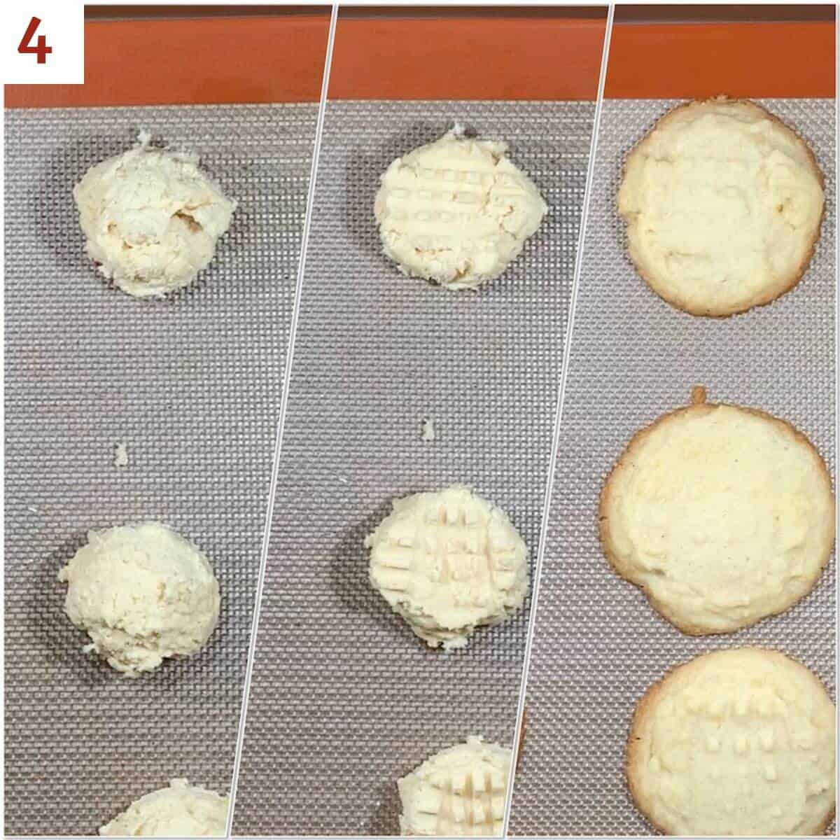before and after baking lemon shortbread cookies