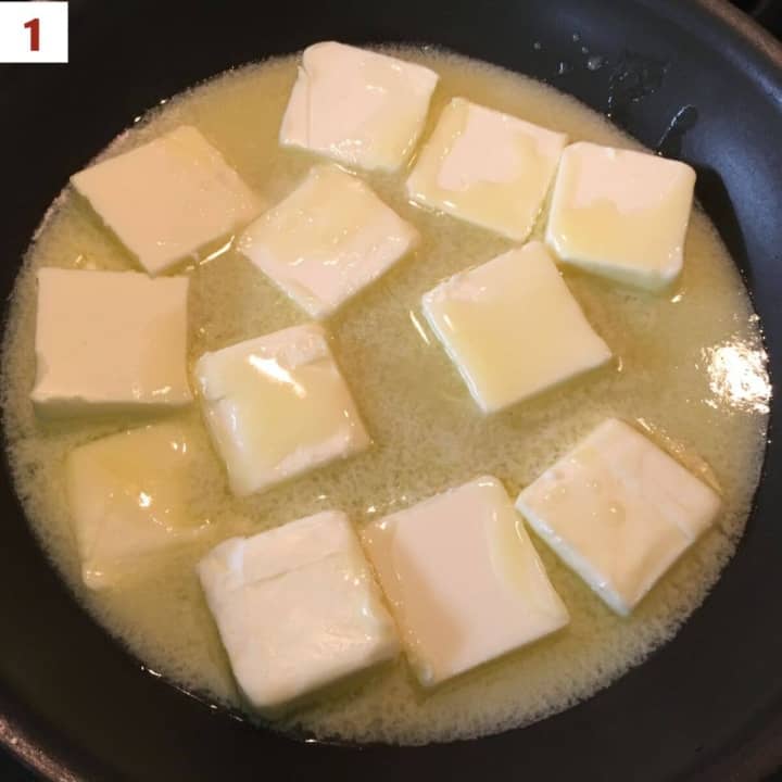Melting butter in a saucepan.