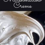 Marshmallow creme on a whisk Pinterest banner.