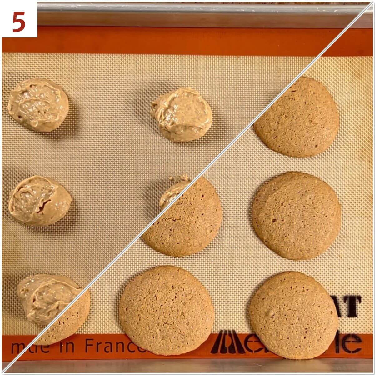 Collage of before and after baking apple spice cookies.