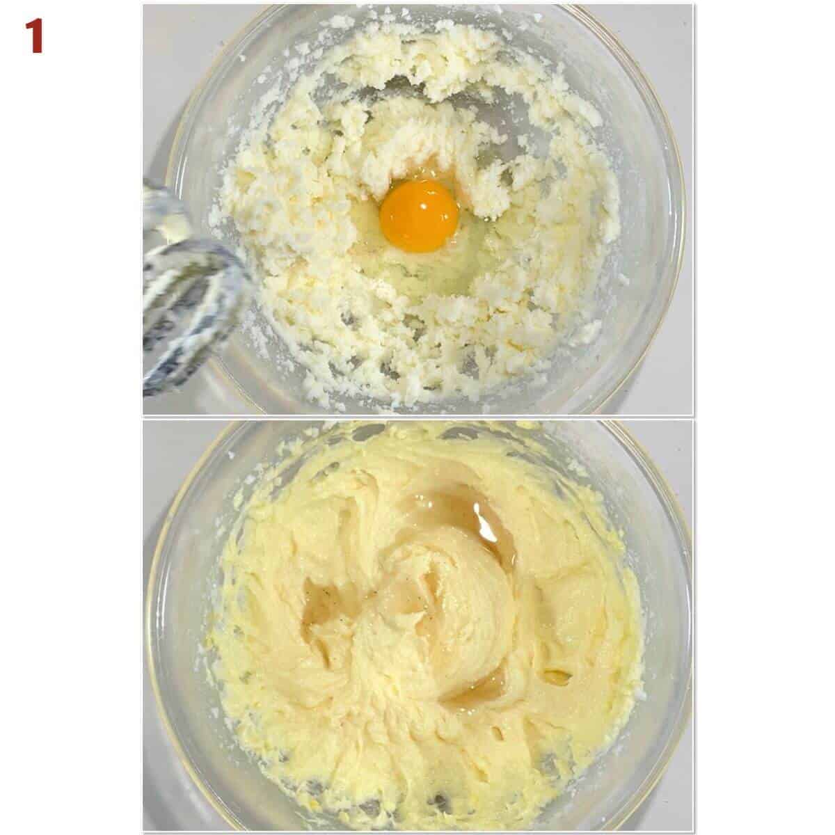 Collage of starting cake batter.