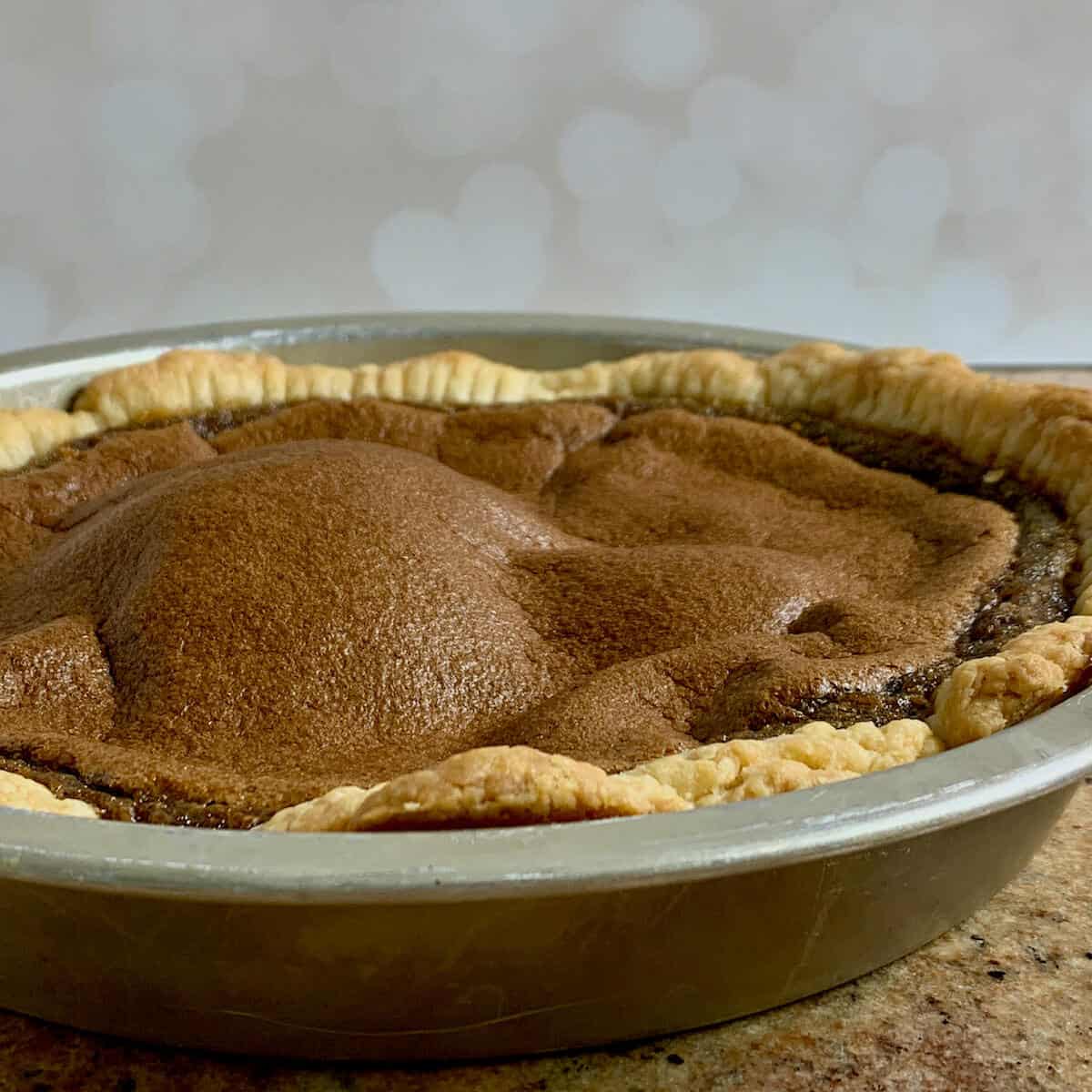 Whole Brown Sugar Pie in pie pan.