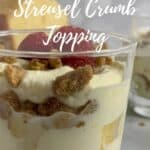 Cinnamon Crumble Trifle in a glass Pinterest banner.