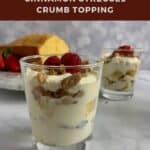 Cinnamon Crumble Trifle in a glass Pinterest banner.
