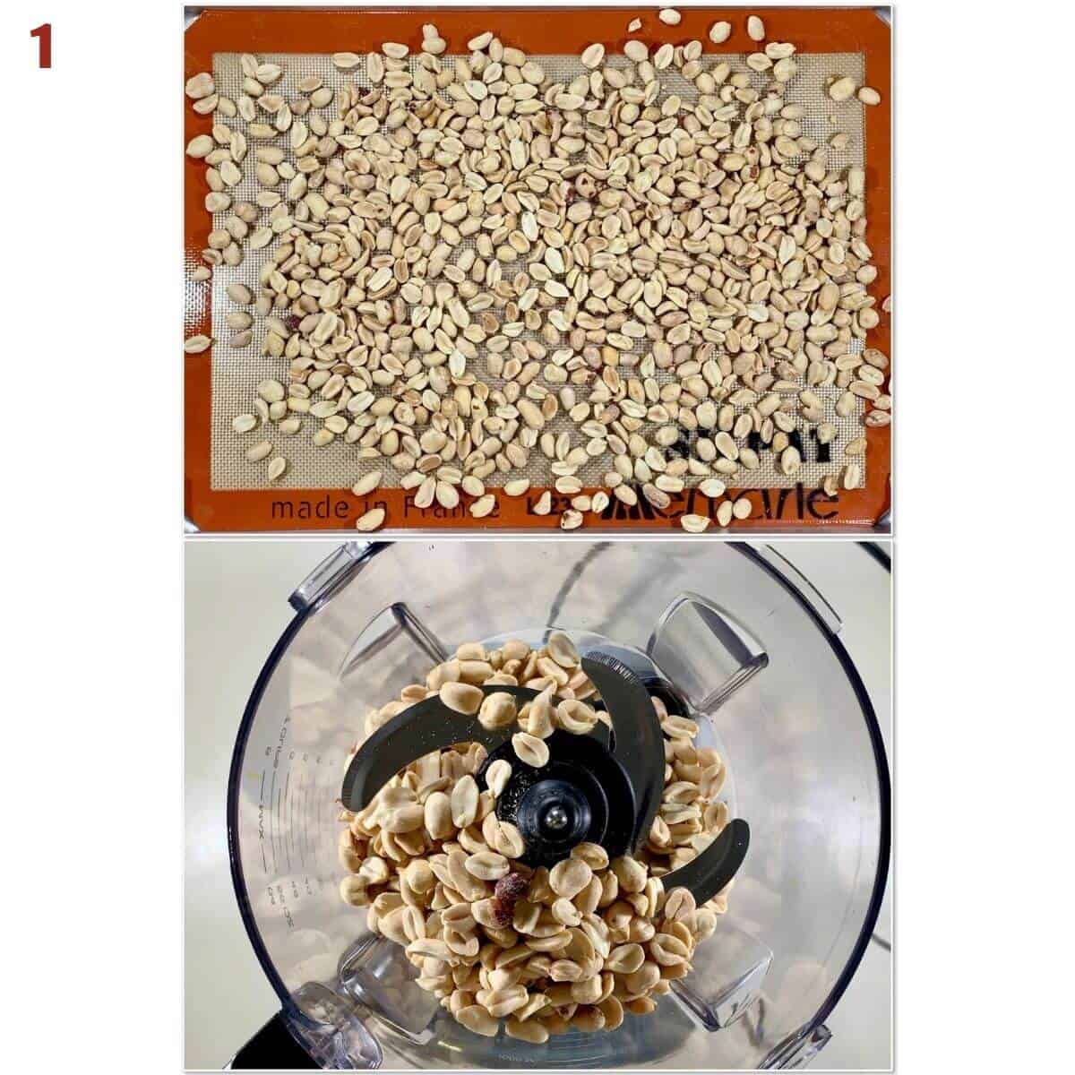 Collage of peanuts before & after roasting.