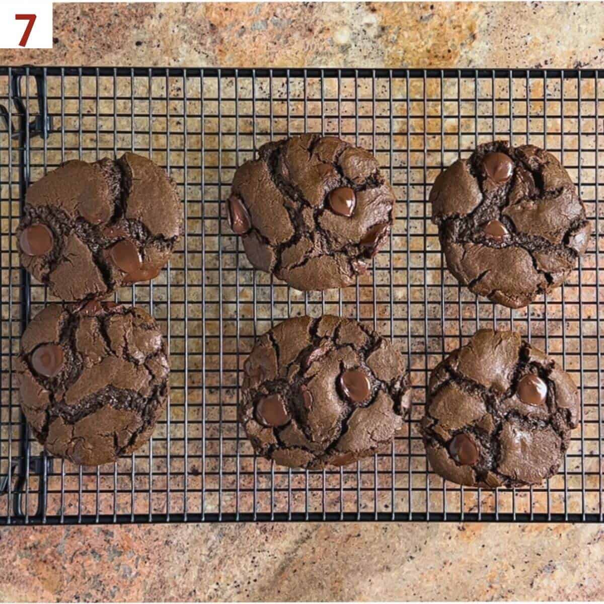 Double Chocolate Mint Brownies on a cooling rack.