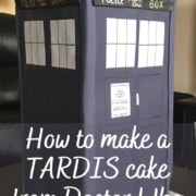 A groom's cake in the shape of a TARDIS from TV's Doctor Who Pinterest banner.