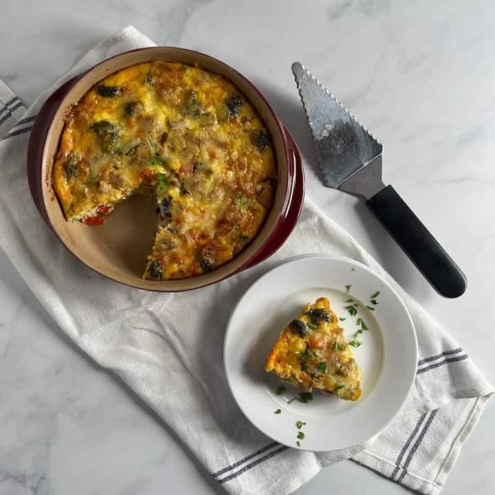 Crustless Broccoli Quiche with Sausage Scotch & Scones