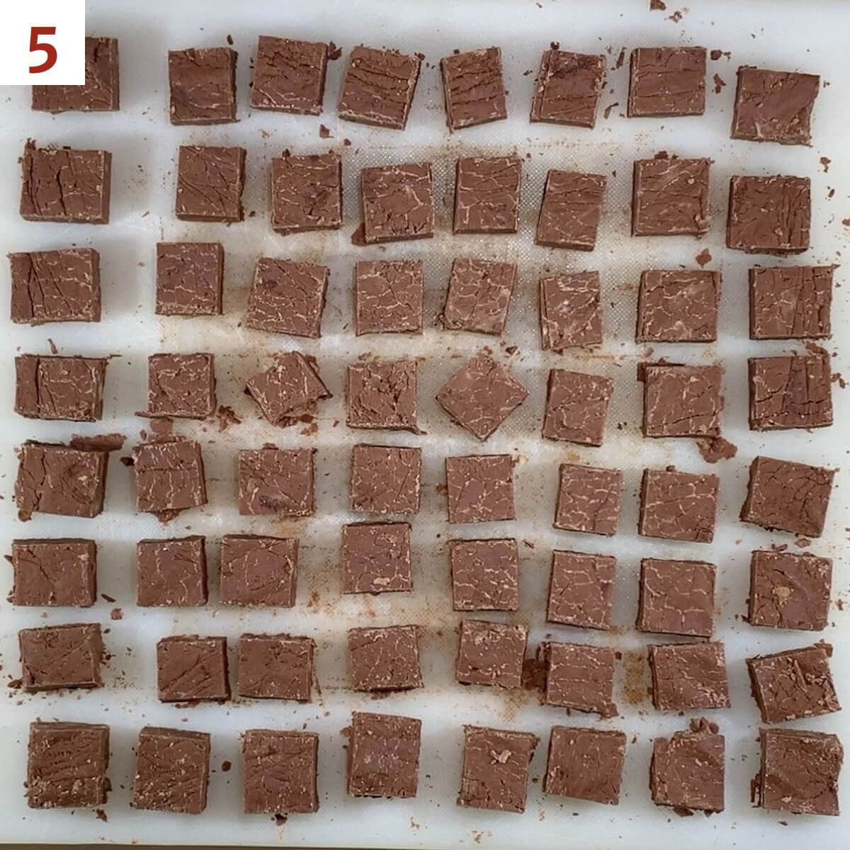 Dark chocolate Whisky Fudge cut into squares.