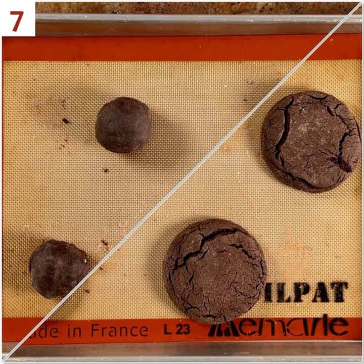 Collage of before and after baking the cookies.