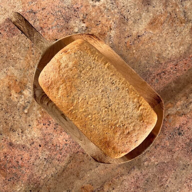 Sourdough Rye Sandwich Bread on cutting board from overhead