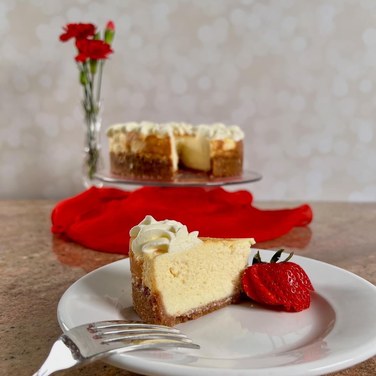 White Wine cheesecake plated with wine and jam in bottles.