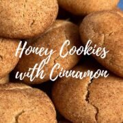 Stack of honey cookies Pinterest banner.