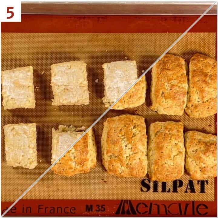 Collage of before and after baking the scones.