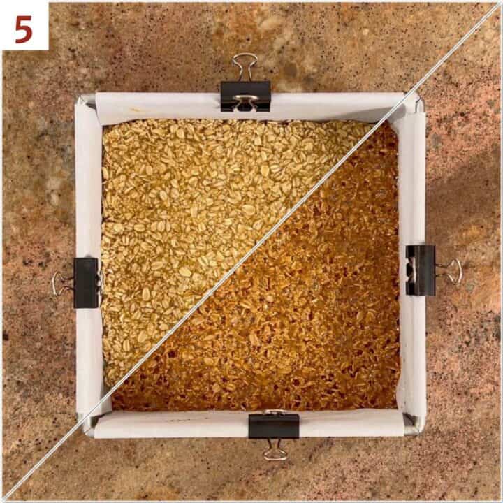 Collage of before and after baking the flapjacks.