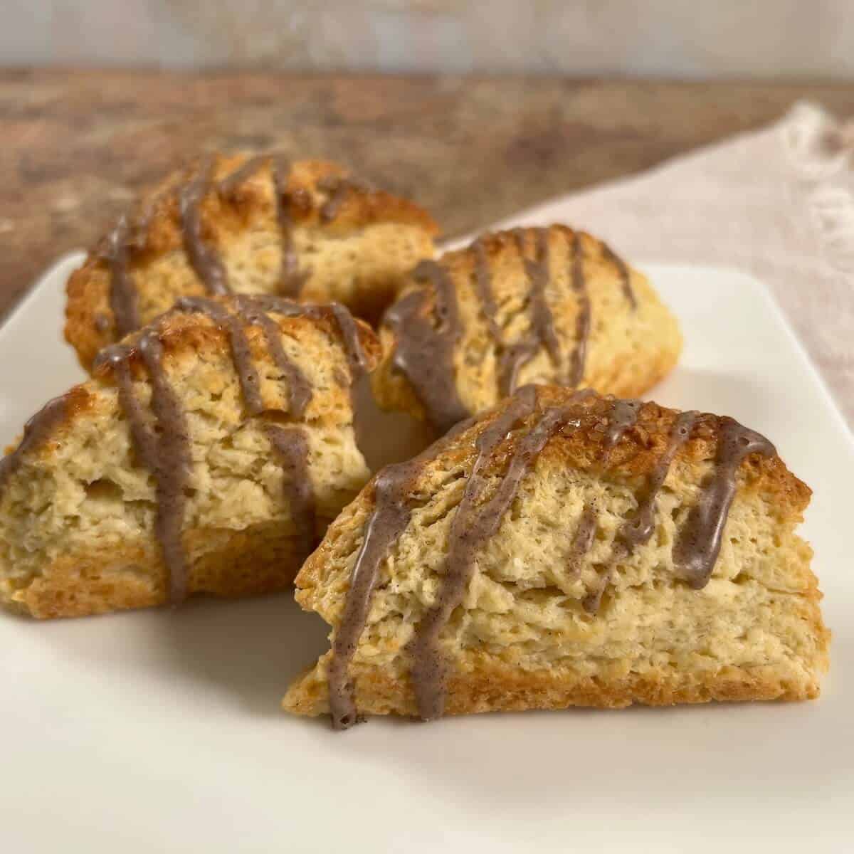 Vanilla Bean Scones on a white plate.